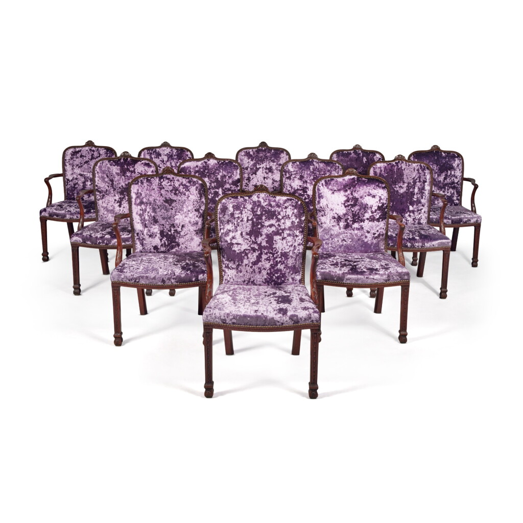 View full screen - View 1 of Lot 99. An Assembled Set of Twelve George III Mahogany Armchairs, Circa 1775.