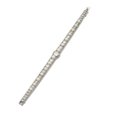 View full screen - View 1 of Lot 195. SEED PEARL AND DIAMOND BRACELET, EARLY 20TH CENTURY.