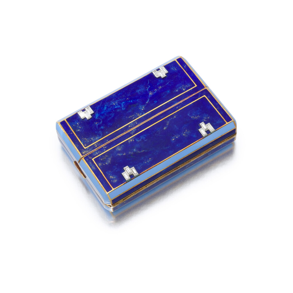 View full screen - View 1 of Lot 27. Enamel and diamond cigarette case (Portasigarette in smalto e diamanti).