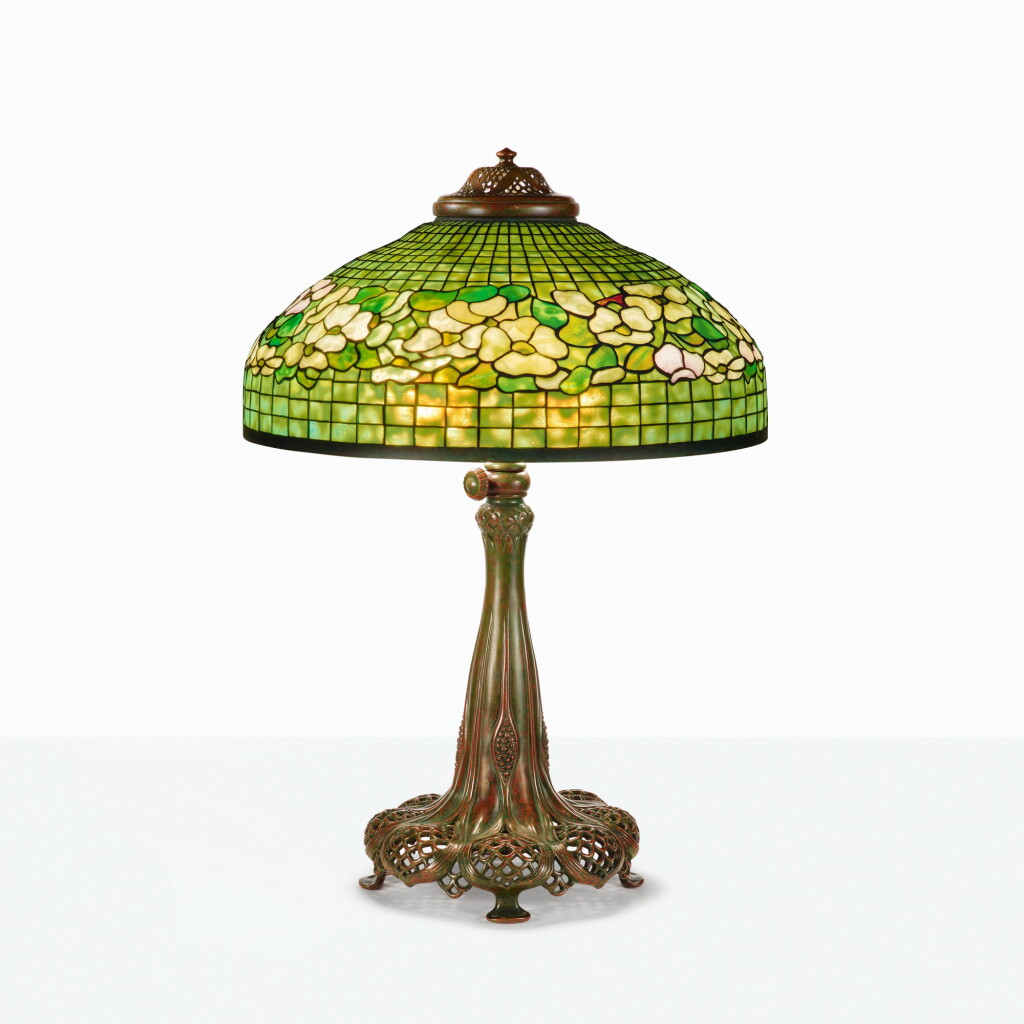 View full screen - View 1 of Lot 10. TIFFANY STUDIOS | "BANDED DOGWOOD" TABLE LAMP.