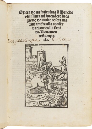 View full screen - View 1 of Lot 152. Manfredi, Il perche, Venice, 1512, modern calf.