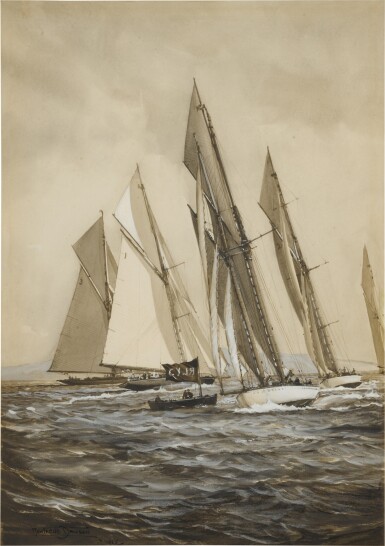 View full screen - View 1 of Lot 527. Schooner Races around the Mark.