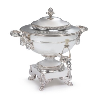 View full screen - View 1 of Lot 633. A REGENCY SILVER TEA URN, PAUL STORR, LONDON, 1813.