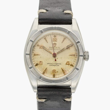 View full screen - View 1 of Lot 408. Oyster Perpetual 'Bubbleback' | A stainless steel automatic wristwatch, Circa 1946.