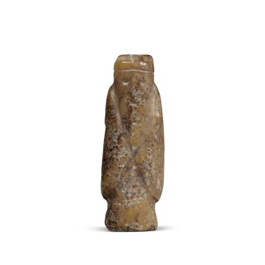 View full screen - View 1 of Lot 145. A russet jade 'figure' pendant, Han dynasty | 漢 玉人形珮.