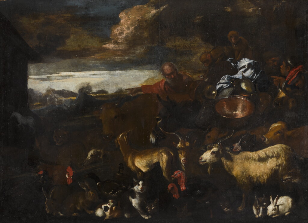 View full screen - View 1 of Lot 87. GIOVANNI BENEDETTO CASTIGLIONE CALLED IL GRECHETTO | Noah shepherding the animals onto the ark.