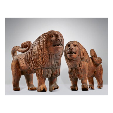 View full screen - View 1 of Lot 61. PAIR OF LIONS.
