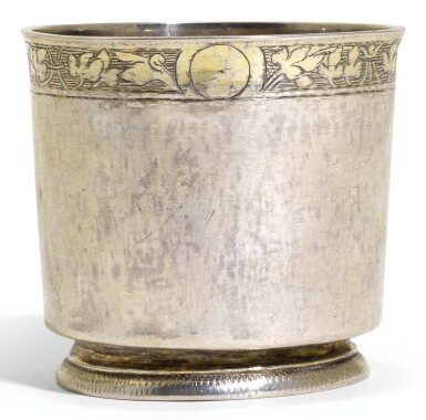 View full screen - View 1 of Lot 85. A SWISS PARCEL-GILT SILVER BEAKER, MOST PROBABLY LEONHARD BRAM I, ZURICH, CIRCA 1550.
