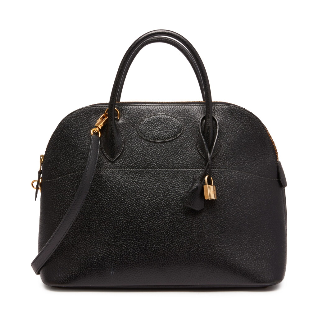 View full screen - View 1 of Lot 447. Black Bolide 35cm in Taurillon Clemence Leather with Gold Hardware, 1992.