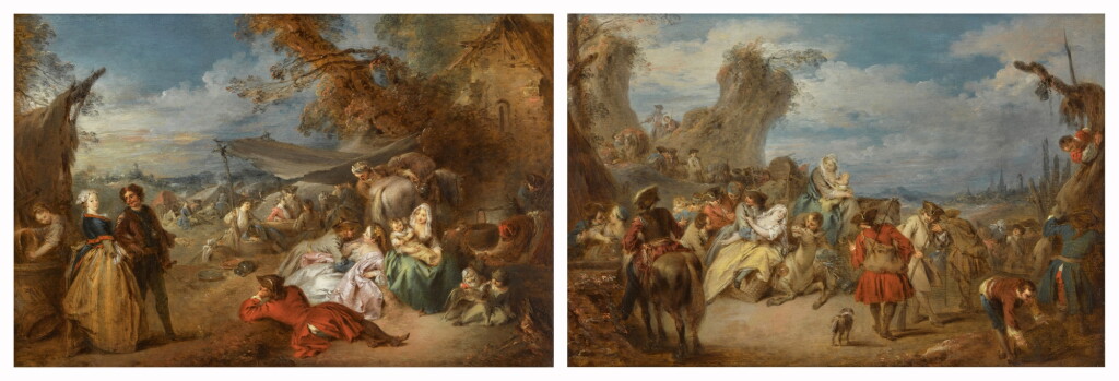View full screen - View 1 of Lot 26. A military encampment with troops at rest (La Paix); The departure of the troops (La Guerre).