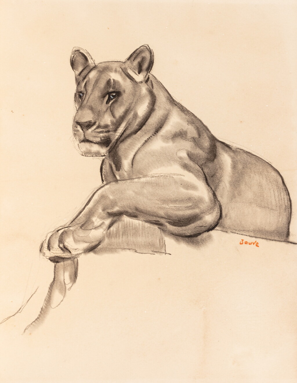 View full screen - View 1 of Lot 94. La Chasse de Kaa. 1930. Exemplaire sur Japon. Avec un beau dessin original signé de Jouve..