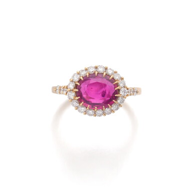 View full screen - View 1 of Lot 867. Ruby and diamond ring.