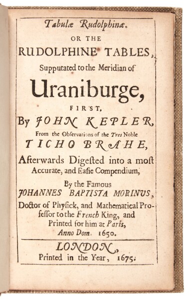 View full screen - View 1 of Lot 143. Kepler, Tabulae Rudolphinae, London, 1675, modern cloth.