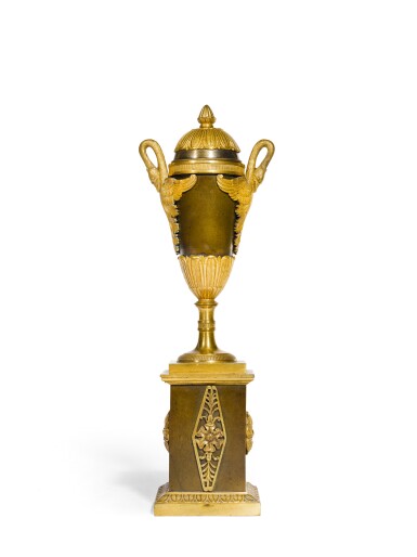 View full screen - View 1 of Lot 23. An Empire gilt-brass and patinated bronze cassolette, first quarter 19th century.