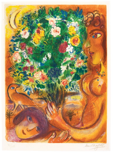 View full screen - View 1 of Lot 90. AFTER MARC CHAGALL | FEMME AU BOUQUET (MOURLOT CHARLES SORLIER 37).