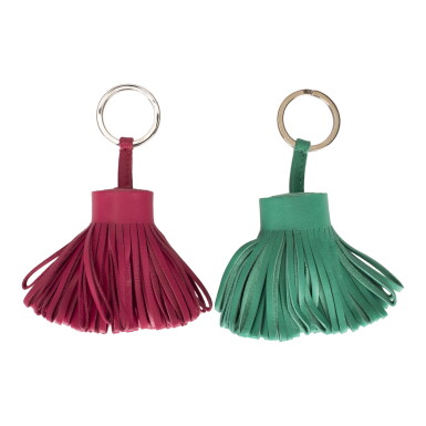 View full screen - View 1 of Lot 149. Hermès Set of Two Hermès Carmen Keychains: Rose Shocking and Menthe .