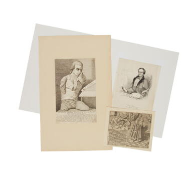 View full screen - View 1 of Lot 417. (Limb-Deficient Calligraphers: Portraits) | A group of three items.