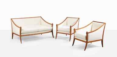 View full screen - View 1 of Lot 165. Sofa and two armchairs.