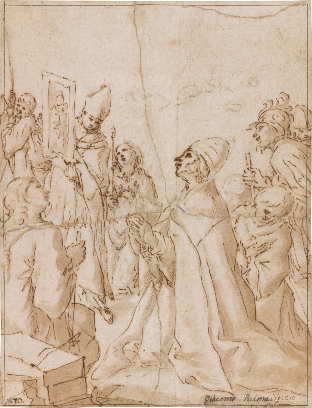 View full screen - View 1 of Lot 185. Pope Gregory kneeling before a painting of the Virgin.