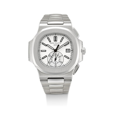 View full screen - View 1 of Lot 357. PATEK PHILIPPE | NAUTILUS, REFERENCE 5980 A STAINLESS STEEL FLYBACK CHRONOGRAPH BRACELET WATCH WITH DATE, CIRCA 2012.