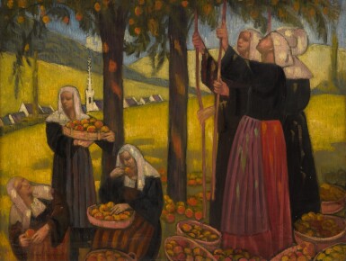View full screen - View 1 of Lot 126. ÉMILE BERNARD | LES GAULEUSES DE POMMES.