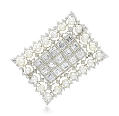 View full screen - View 1 of Lot 258. BUCCELLATI | SEED PEARL AND DIAMOND BROOCH.
