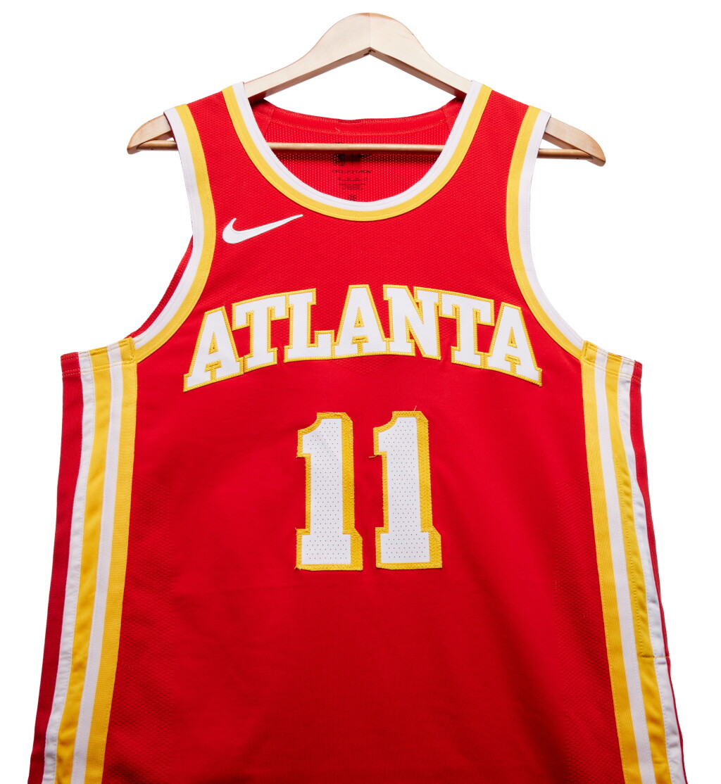 View full screen - View 1 of Lot 157. Trae Young Atlanta Hawks 2023-2024 Game Worn Icon Edition Jersey | Matched to 2 Games.