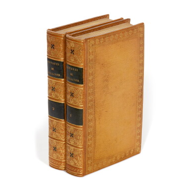 View full screen - View 1 of Lot 160. Swift, Voyages de Gulliver, Paris, 1797, contemporary citron morocco by Simier, 2 volumes.