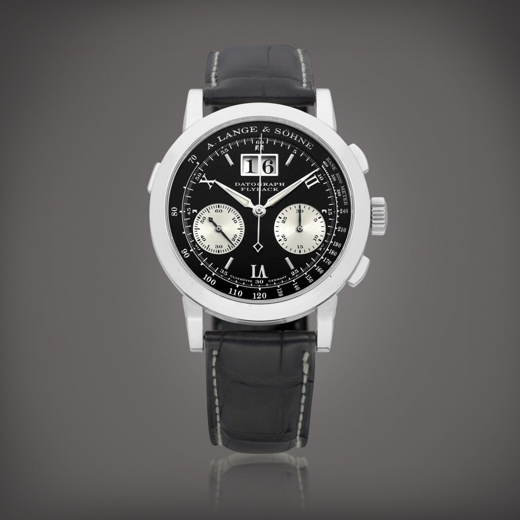 View full screen - View 1 of Lot 2260. Datograph Flyback, Reference 403.035 A platinum flyback chronograph wristwatch with date, Circa 2000 | 朗格 | Datograph Flyback 型號403.035 | 鉑金飛返計時腕錶,備日期顯示,約2000年製.