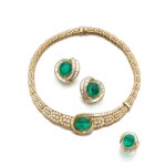 Emerald and diamond parure