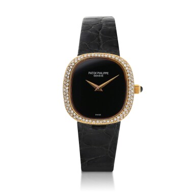 View full screen - View 1 of Lot 8321. Ellipse, Reference 4312 | A yellow gold and diamond-set wristwatch with onyx dial, Made in 1978 | 百達翡麗 Ellipse 型號4312 | 黃金鑲鑽石腕錶,備瑪瑙錶盤,1978年製.