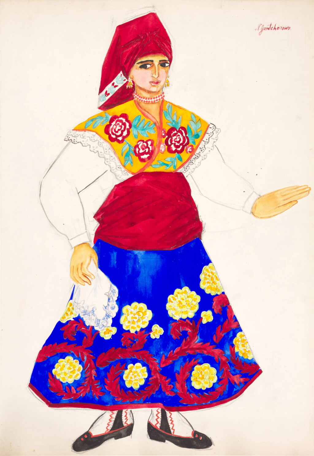 View full screen - View 1 of Lot 79. Spanish Woman with a Handkerchief, Costume Design for Espagne or Triana.