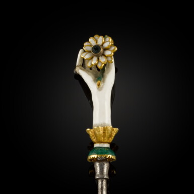 View full screen - View 1 of Lot 5. Probably Italian, 17th century | Pin, a Bodkin, in the Form of a Hand holding a Flower.