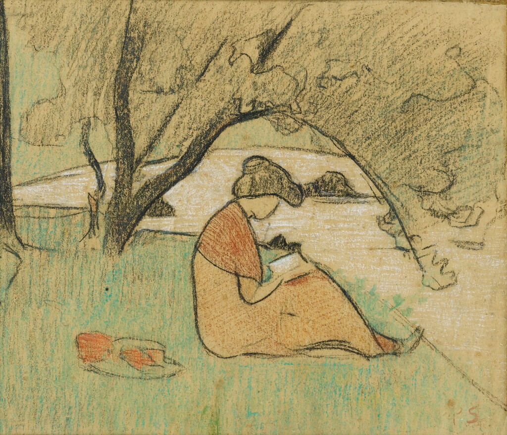 View full screen - View 1 of Lot 41. PAUL SÉRUSIER | MARGUERITE SÉRUSIER LISANT PRÈS DE LA RIVIÈRE.