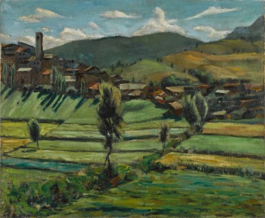 View full screen - View 1 of Lot 143. Sin título (Paisaje Catalan) (Untitled (Catalan landscape)).
