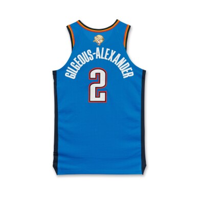 View full screen - View 1 of Lot 1. Shai Gilgeous-Alexander Oklahoma City Thunder 2025 NBA Finals Game Worn Icon Edition Jersey | Game 3 | ‘Championship Run’ | Additionally Matched to the Western Conference Finals and Semifinals | 4 Games | 2025 NBA MVP | 2025 NBA Scoring Champion | 2025 NBA Finals MVP | 1st Team All-NBA.