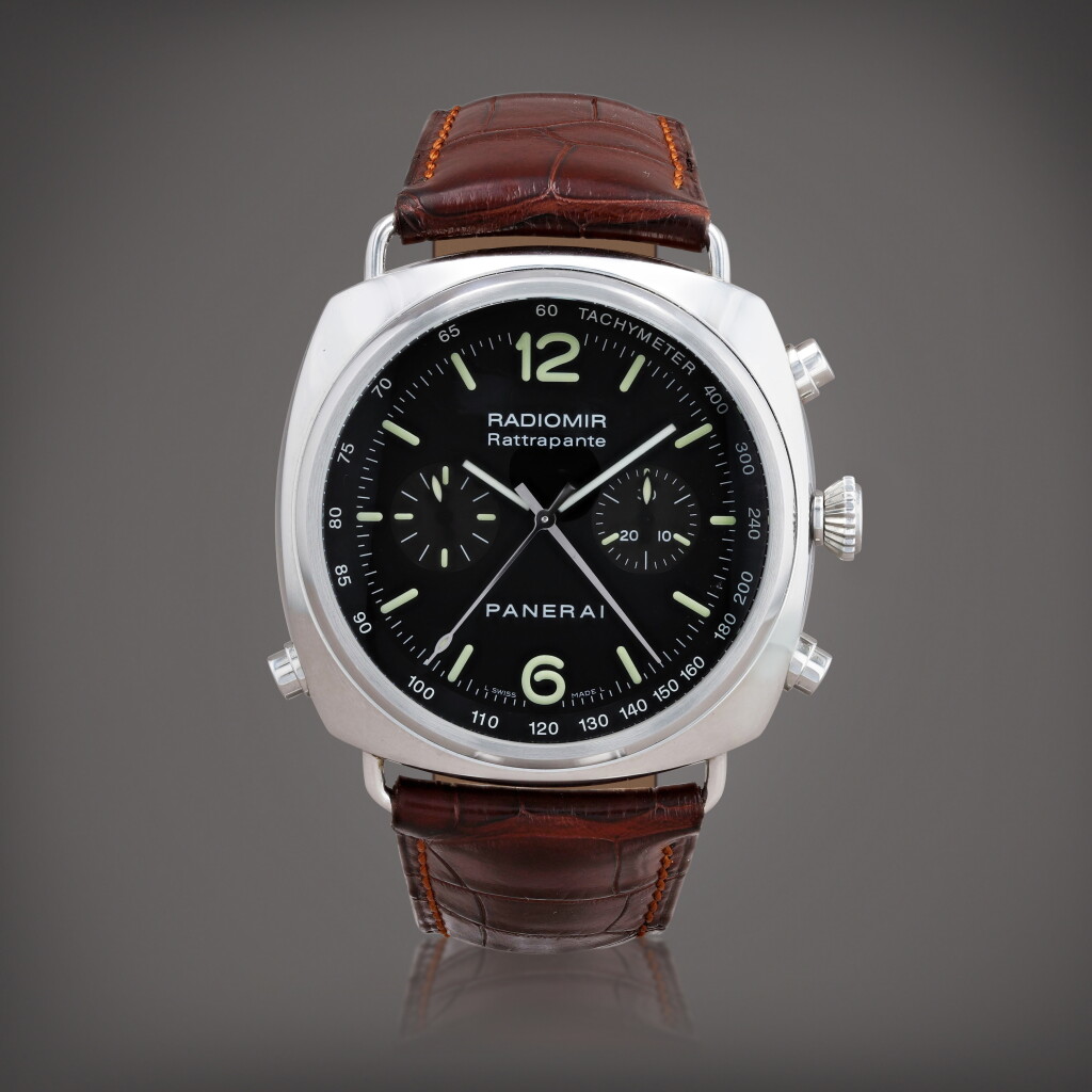 View full screen - View 1 of Lot 497. Radiomir Rattrapante, reference PAM00214 Montre bracelet chronographe à rattrapante en acier | Stainless steel split-seconds chronograph wristwatch Vers 2005 | Circa 2005.