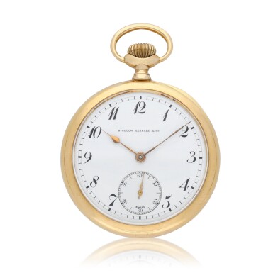 View full screen - View 1 of Lot 145. Vacheron & Constantin, Genève retailed by Bigelow Kennard & Co., Boston No. 35306 A gold open-faced keyless lever watch Circa 1930.