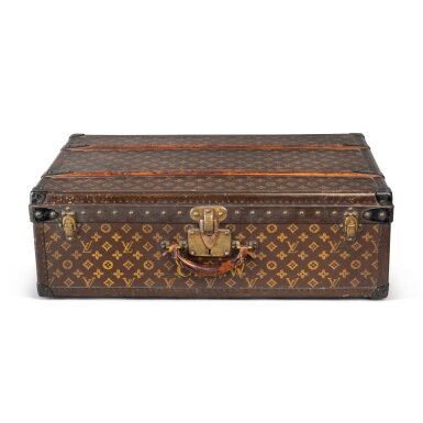 View full screen - View 1 of Lot 43. Ebene Monogram Coated Canvas Travel Trunk Brass Hardware, Early 20th Century.