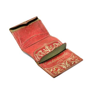 View full screen - View 1 of Lot 251. An Ottoman metal-thread embroidered leather wallet, Constantinople, dated 1772 AD.