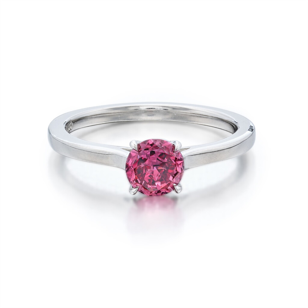 View full screen - View 1 of Lot 28. A Rare Fancy Red Diamond Ring.