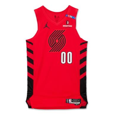 View full screen - View 1 of Lot 128. Scoot Henderson Portland Trail Blazers 2024-2025 Kia NBA Tip-Off Game Worn Statement Edition Jersey .