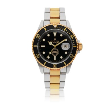 View full screen - View 1 of Lot 4. ROLEX | 'PANAMA CANAL' SUBMARINER, REF 16613 LIMITED EDITION STAINLESS STEEL AND YELLOW GOLD WRISTWATCH WITH DATE AND BRACELET MADE TO COMMEMORATE THE TRANSFER OF THE PANAMA CANAL FROM THE UNITED STATES TO THE REPUBLIC OF PANAMA CIRCA 1999.