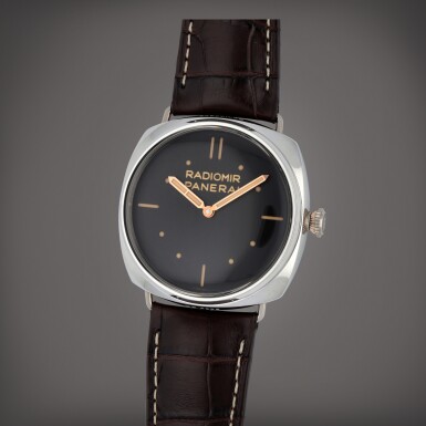 View full screen - View 1 of Lot 457. Brevettato, Reference PAM00373 7 A platinum wristwatch | Circa 2012.