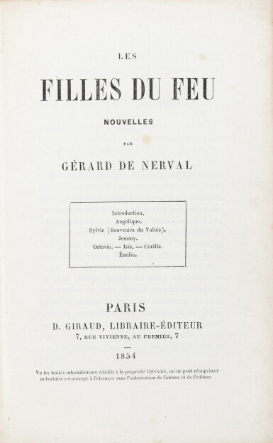 View full screen - View 1 of Lot 54. Les Filles du feu. 1854. Demi-chagrin de René Aussourd. Édition originale..