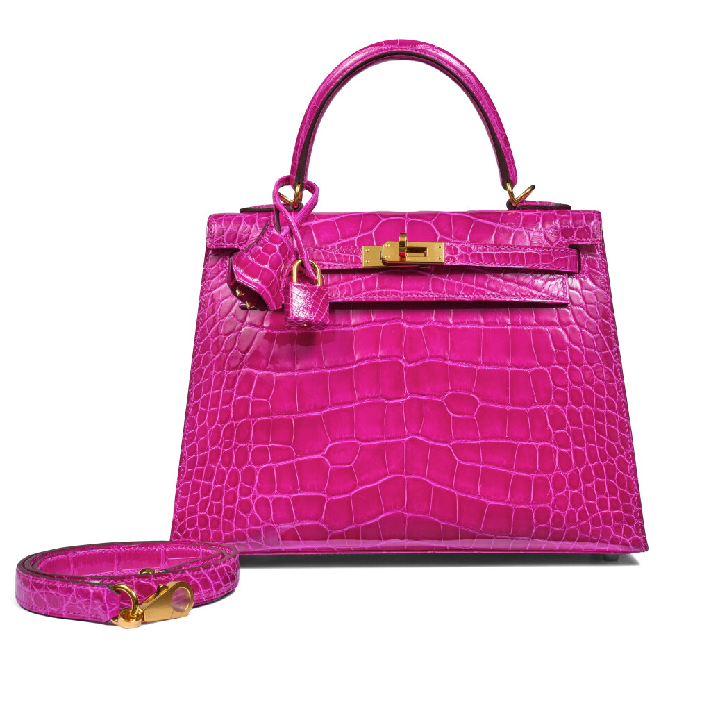 View full screen - View 1 of Lot 29. Rose Scheherazade Shiny Mississipiensis Alligator Kelly 25 Sellier Gold Hardware, 2020.
