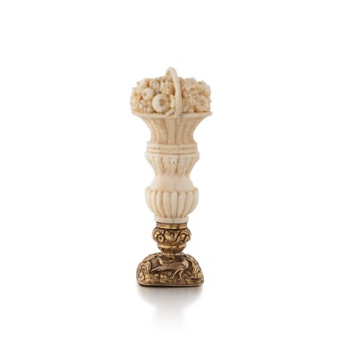 View full screen - View 1 of Lot 1140. A French gold-mounted ivory seal, circa 1860.
