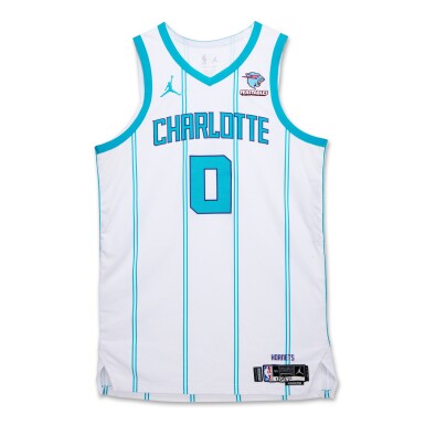 View full screen - View 1 of Lot 163. Miles Bridges Charlotte Hornets 2023-2024 Game Worn Association Edition Jersey | Double-Double.