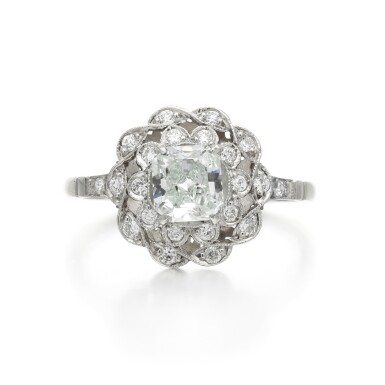 View full screen - View 1 of Lot 209. Fancy Light Green diamond ring .