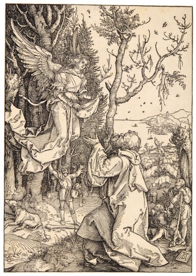 View full screen - View 1 of Lot 29. ALBRECHT DÜRER | JOACHIM AND THE ANGEL (B. 78; M., HOLL. 190).